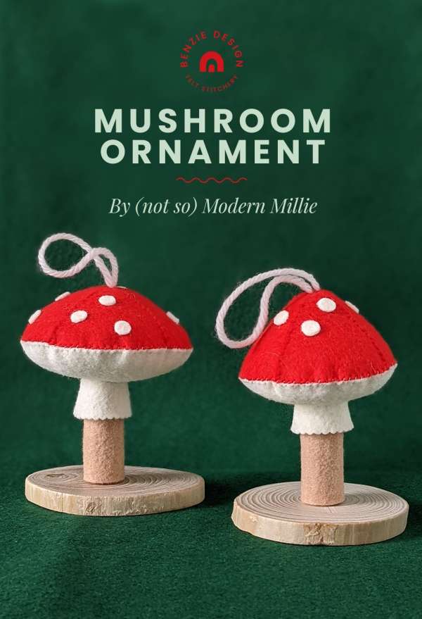 Felt Mushroom Christmas Ornament Free Sewing Pattern