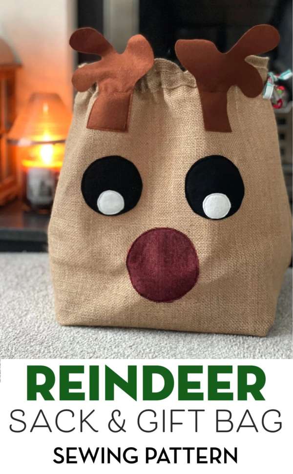 Fabric Reindeer Gift Bag Free Sewing Pattern