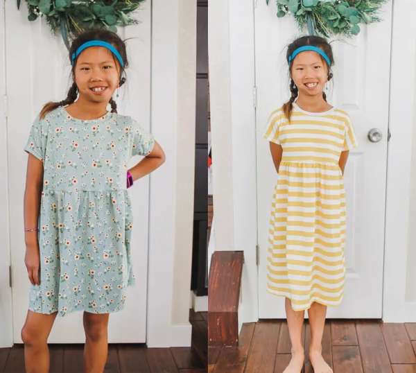 Girls Dolman Sleeve Babydoll Dress - Free Sewing Pattern