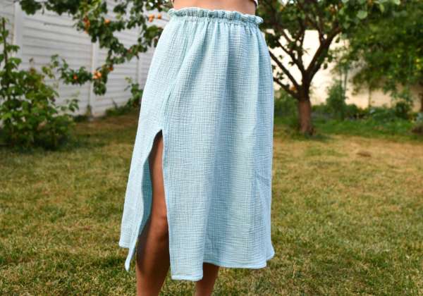 Easy Double Gauze Side Slit Skirt Sewing Tutorial