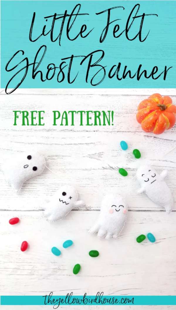 Felt Ghost Halloween Banner Free Sewing Pattern