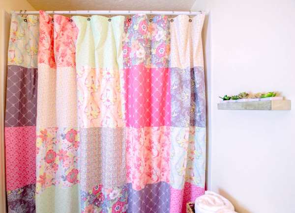 A Pretty Patchwork Shower Curtain to DIY