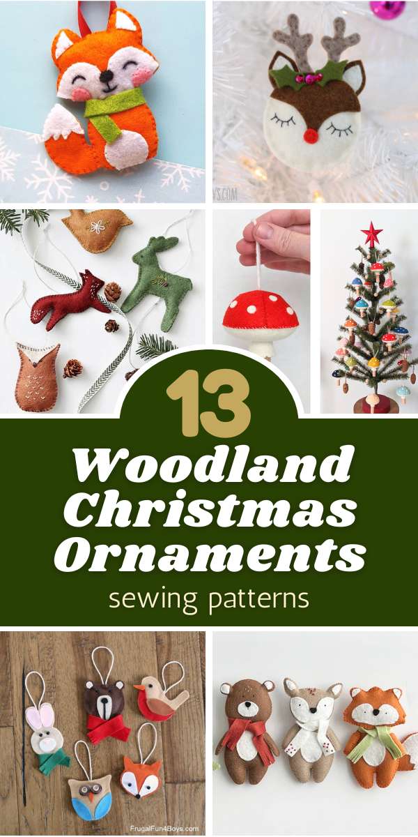 13 Woodland Christmas Ornament Sewing Patterns